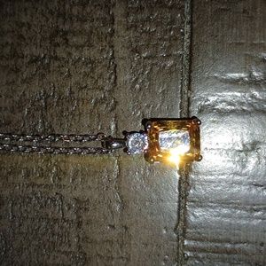 Citrine and cz sterling necklace